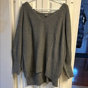 Gray V-Neck Women's Sweater 3x